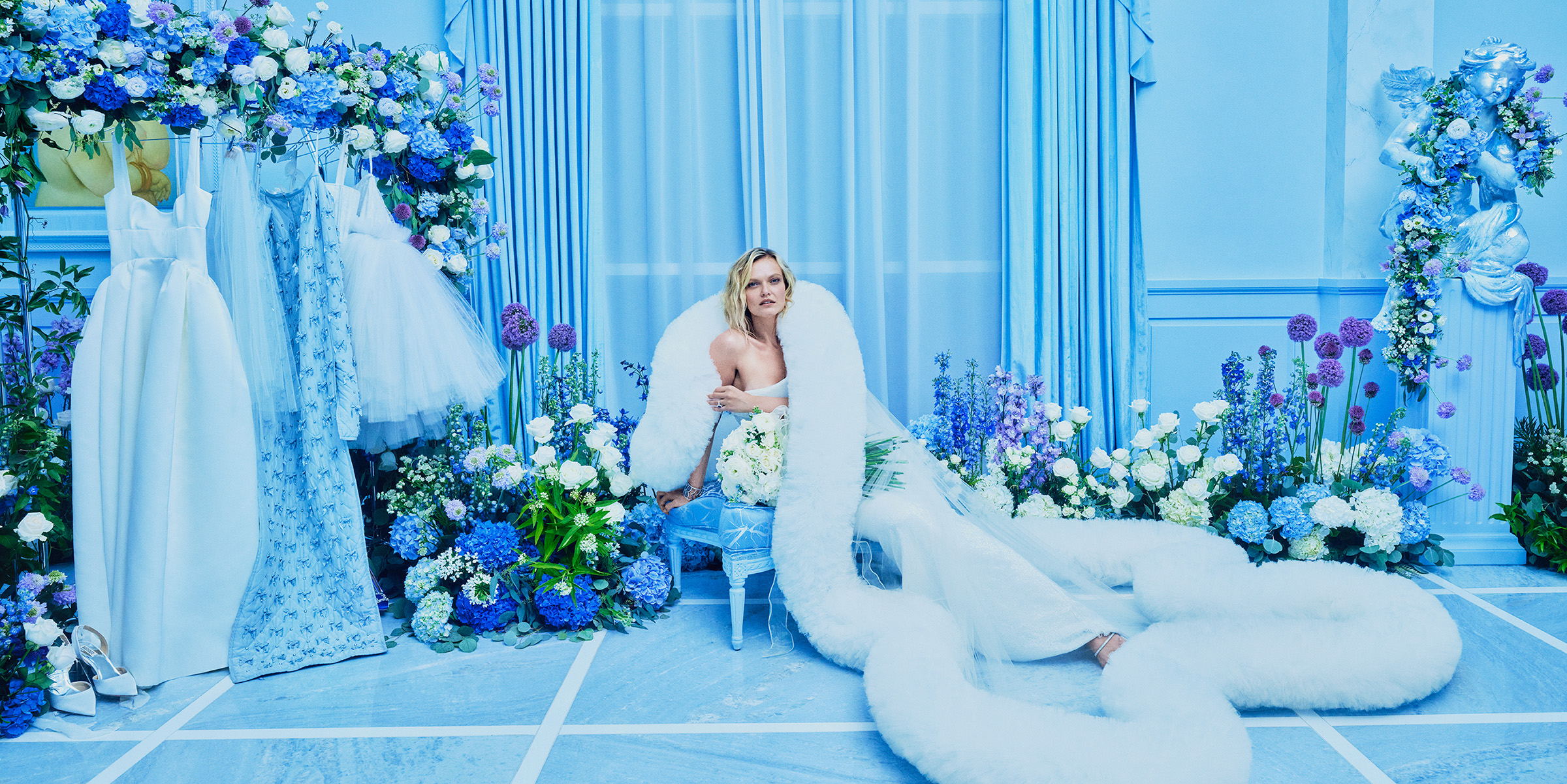 lady in a wedding dress with flowers